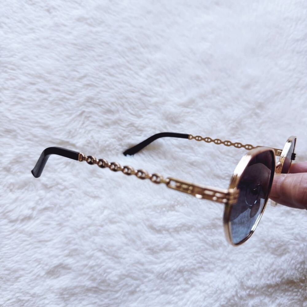 Phoebe Dark Blue Geometric Sunglasses - Picture 7 of 15